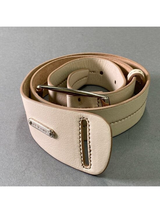 Celine Pin Buckle Leather Belt L Beige 5 Level Adjustment Metal Plate main image 6